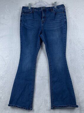 Terra & Sky Bootcut Jeans Womens Size 14W Petite Dark Wash High Rise Blue
